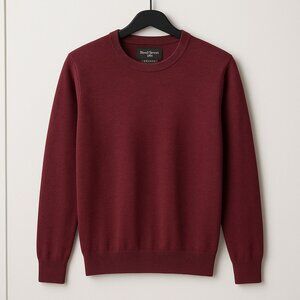 Black Brown 1826 Merino Wool Crewneck Sweater M Cherry Red Burgundy Slim Italy